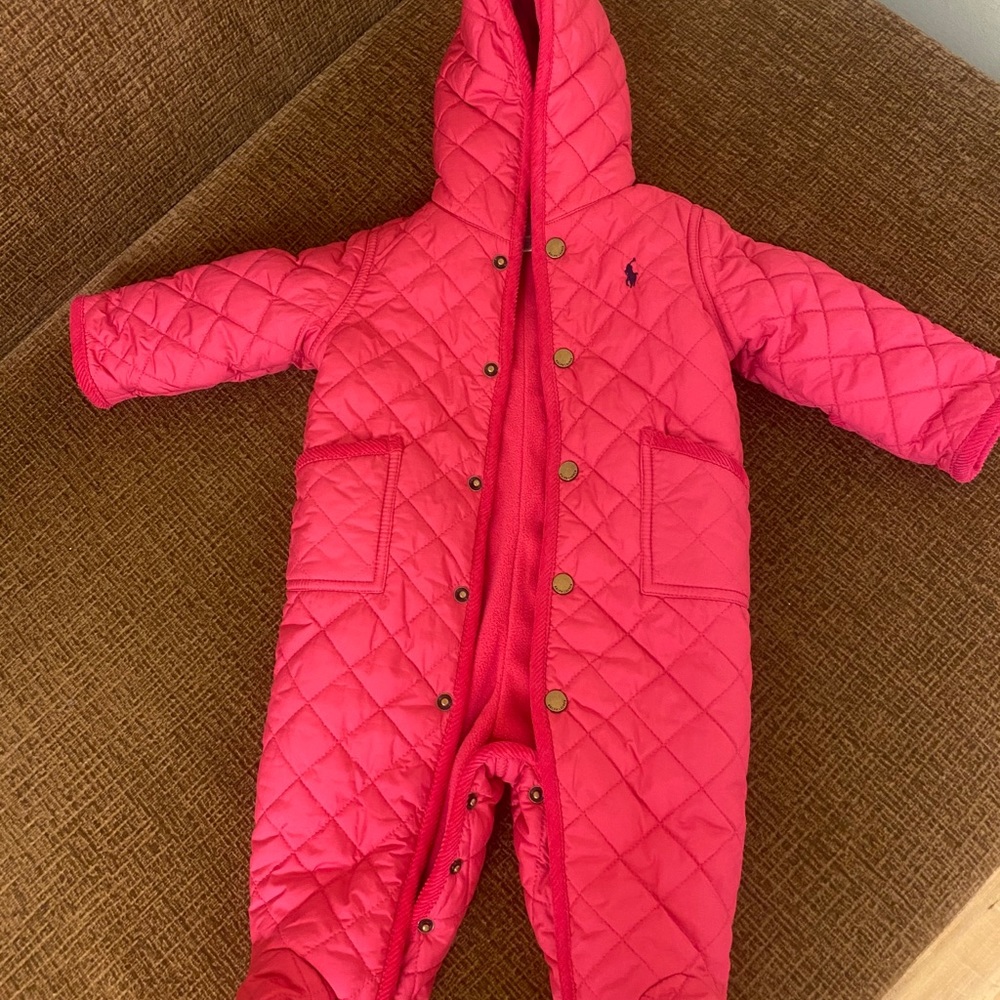 Ralph Lauren Baby Girl's Hooded Quilted Coverall